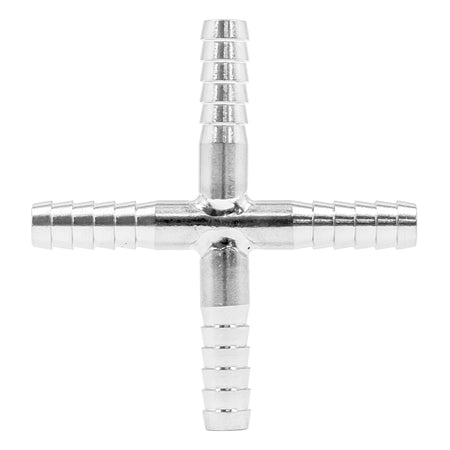 Stainless Steel Barbed Hose Splicer Cross - 3/16"
